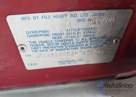 2001 Subaru Forester S из США, поврежденный, VIN JF1SF65551H763607